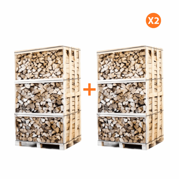 AANBIEDING: 2X Hele pallets ovengedroogd gekloofd haagbeuk haardhout 25cm